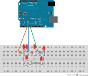 Fritzing Circuit, Charlieplex LEDs on an Arduino